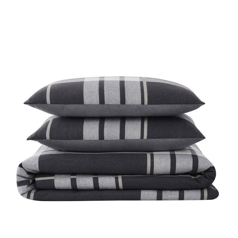 3pc Full/Queen Milo Plaid Flannel Duvet Cover Set Gray - Truly Soft