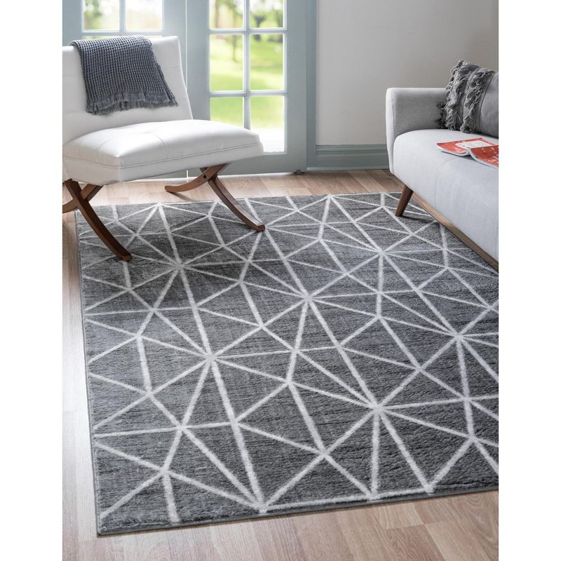 Unique Loom 7' 0 x 10' 0 Gray Matrix Trellis Geometric Area Rug