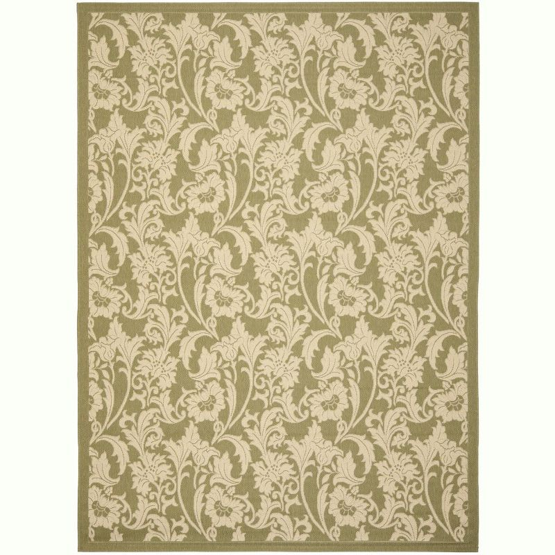 Courtyard CY6565 Power Loomed Indoor/Outdoor Area Rug - Green/Creme - 5'3"x7'7" - Safavieh.