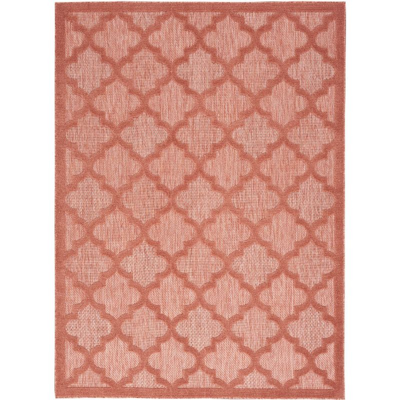 Nourison Easy Care Trellis Flatweave Indoor Outdoor Area Rug 6' x 9' Coral/Orange