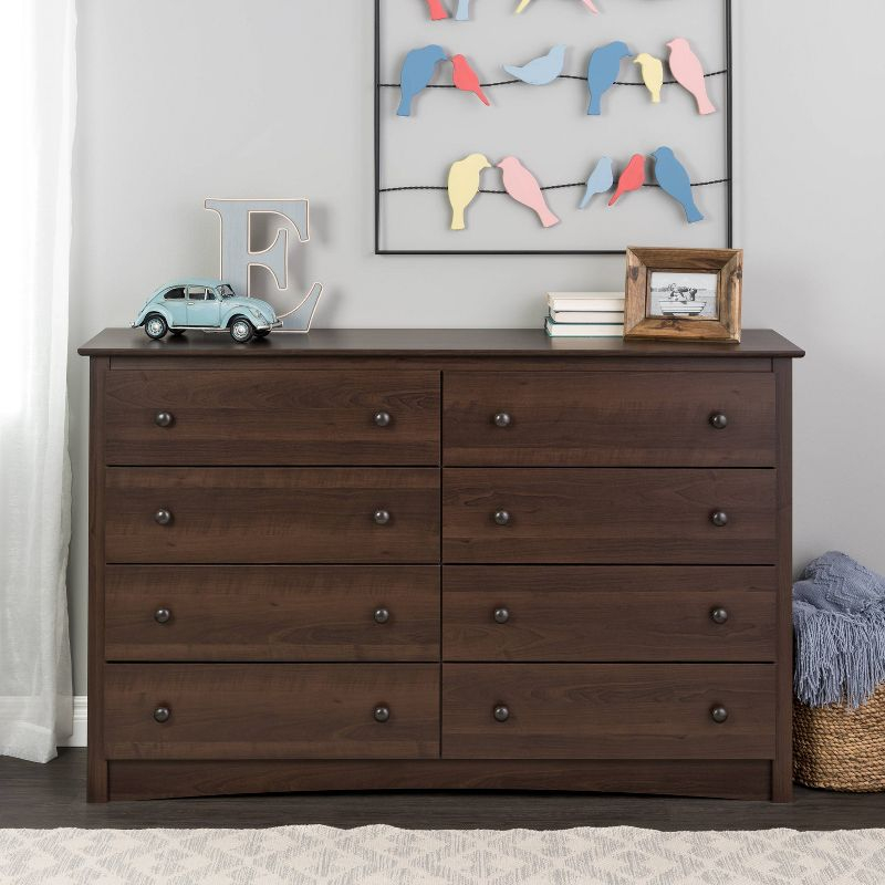 Sonoma 8 Drawer Dresser Espresso - Prepac: Laminated MDF, Metal Hardware, Includes Anti-Tip Kit