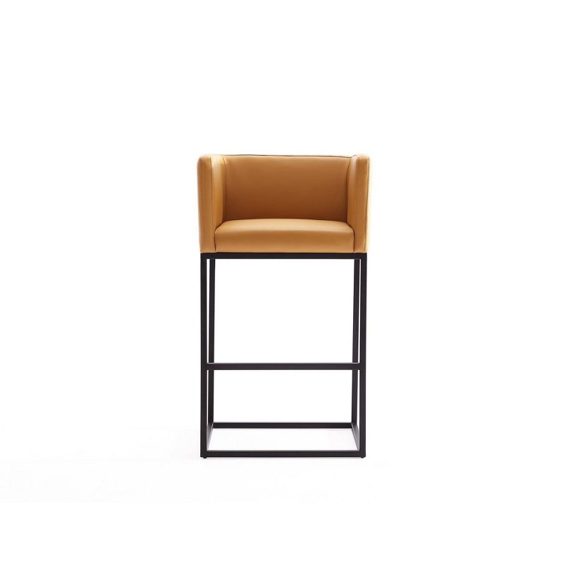 Embassy Metal Counter Height Barstool Clay - Manhattan Comfort: Faux Leather, Low Back, Footrest