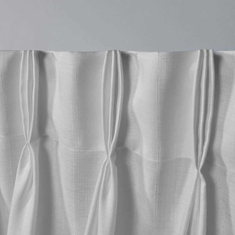 Set of 2 (84"x54") Loha Linen Pinch Pleat Window Curtain Panel White - Exclusive Home: Mid-Century Modern, Light Filtering