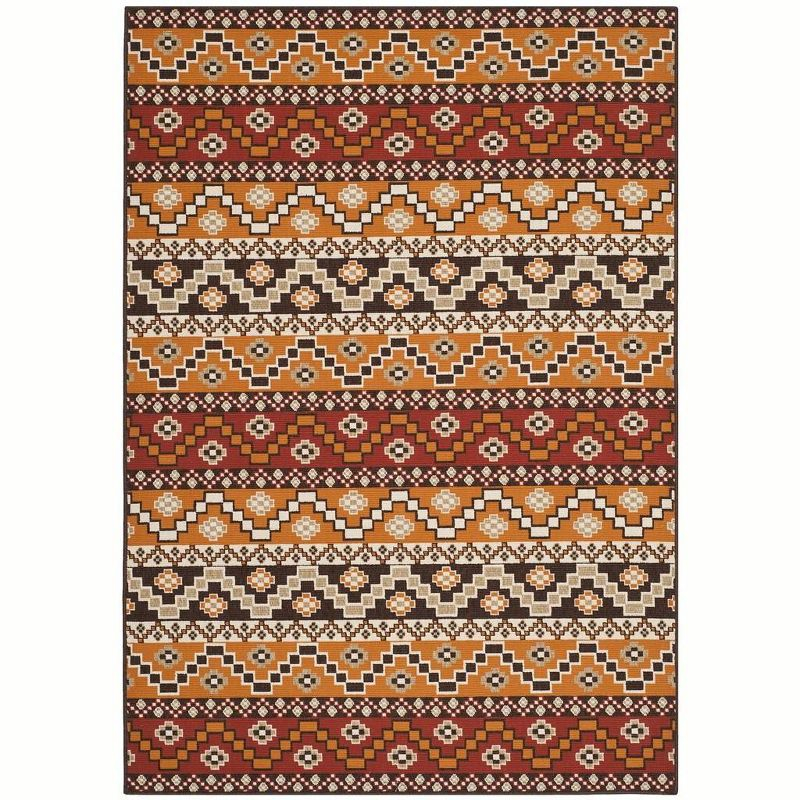 Veranda VER095 Power Loomed Indoor/Outdoor Area Rug - Red/Chocolate - 5'3"x7'7" - Safavieh