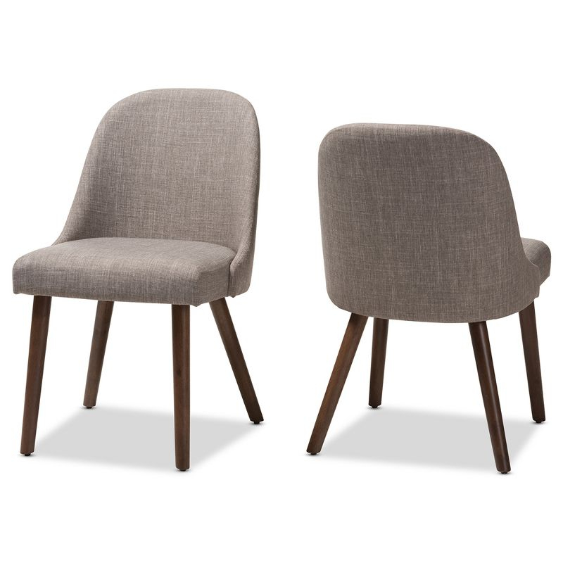 Set of 2 Cody Mid Century Modern Dining Chairs - Baxton Studio: Beige Upholstery, Walnut Wood