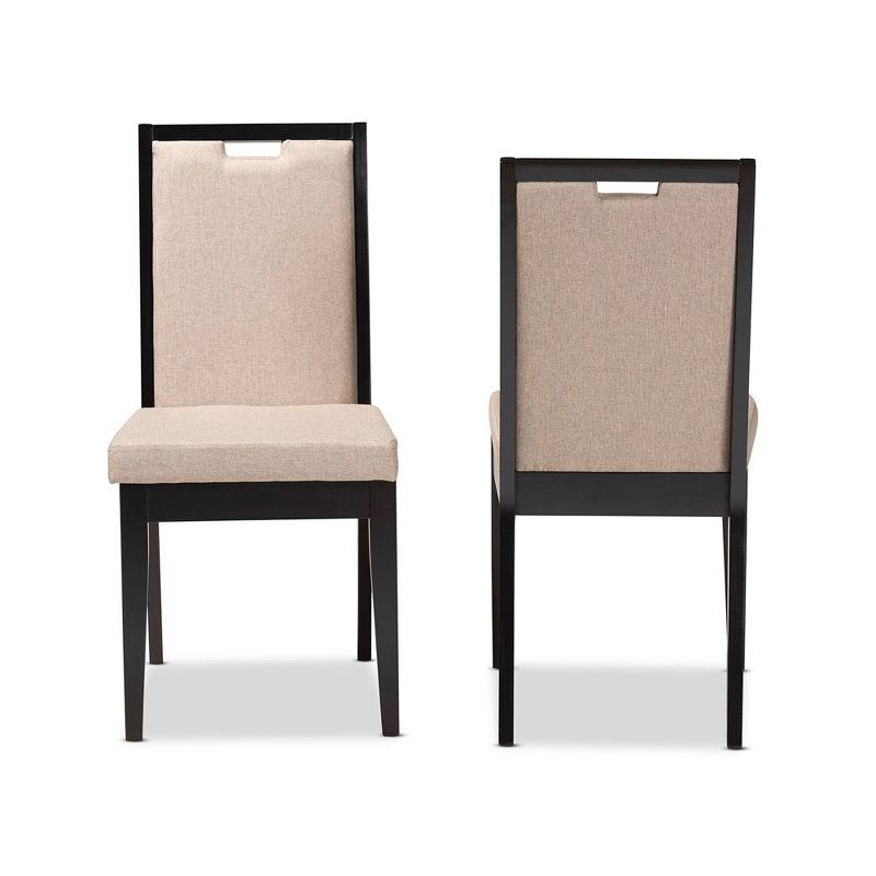 2pc Octavia Wood Dining Chair Set Sand/Dark Brown - Baxton Studio