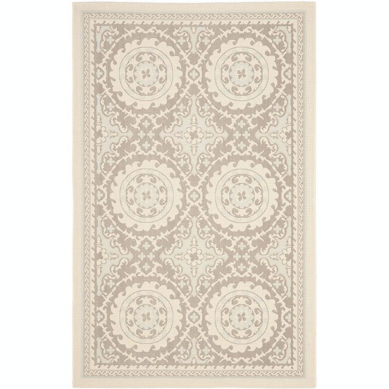 Courtyard CY7059 Power Loomed Indoor/Outdoor Area Rug - Beige/Dark Beig - 4'x5'7" - Safavieh.