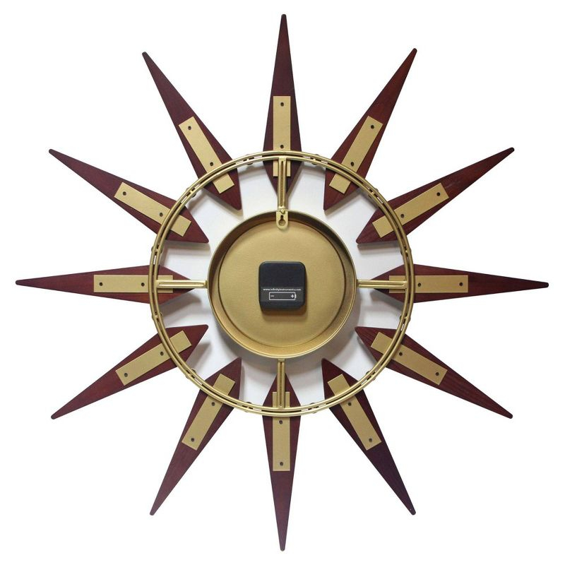 30" Metal Orion Wall Clock Walnut Brown - Infinity Instruments: Modern Analog, Indoor Use, Round Shape