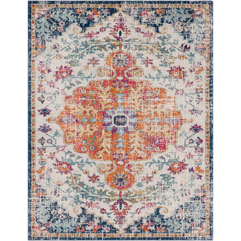 Livabliss 7'10"x10'3" Abby Traditional Rugs Aqua: Medium Pile, Stain & Fade-Resistant, Indoor Use