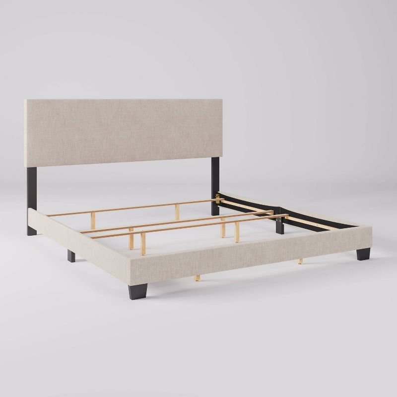 Celeste Modern Upholstered King Bed Beige - CorLiving: Transitional Style, Polyester Fabric, MDF & Wood Frame