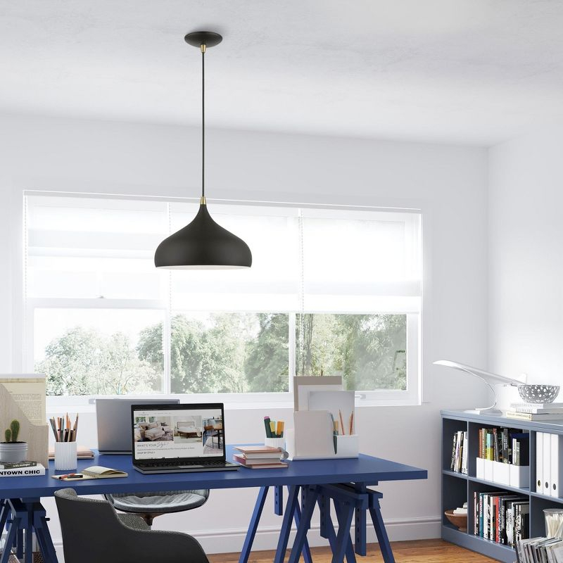 Livex Lighting Amador 1 - Light Pendant in  Textured Black/Antique Brass