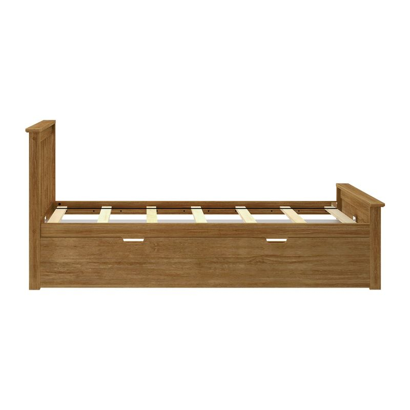 Max & Lily Twin Bed Frame with Trundle, Classic Solid Wood Platform Bed with Storage