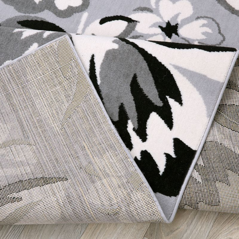 World Rug Gallery Modern Floral Design Gray 7'6" x 9'5" Area Rug
