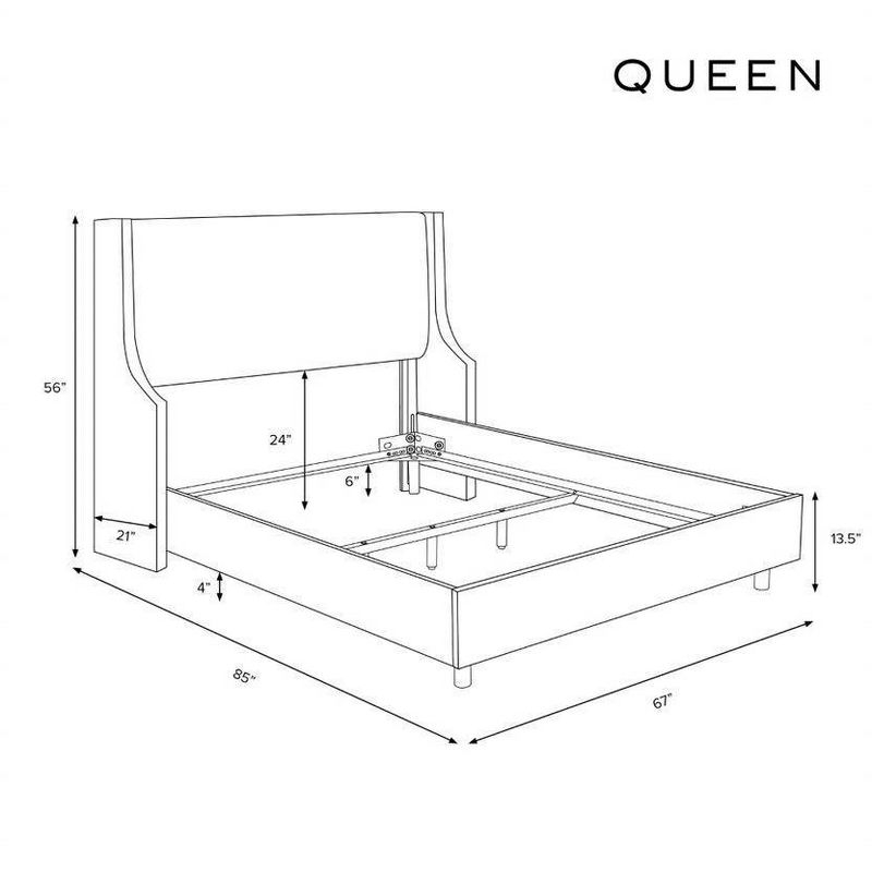 Skyline Furniture Queen Dianna Swoop Arm Wingback Linen Bed Talc