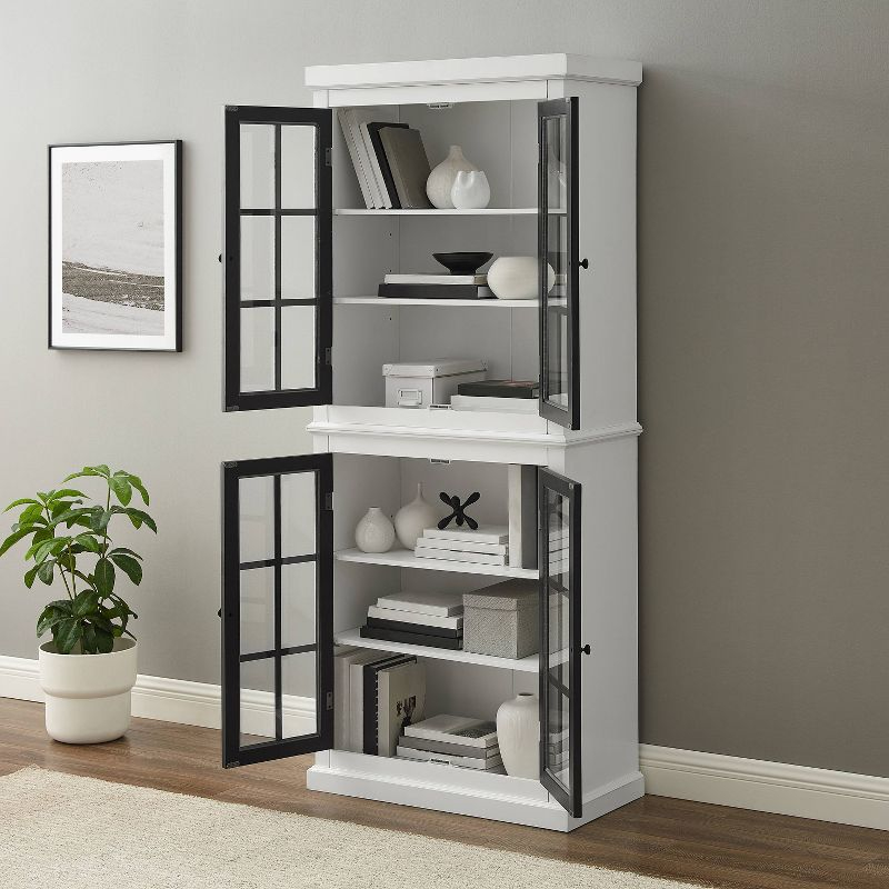 Cecily Tall Storage Pantry White/Matte Black - Crosley: French Country Style, 2 Adjustable Shelves