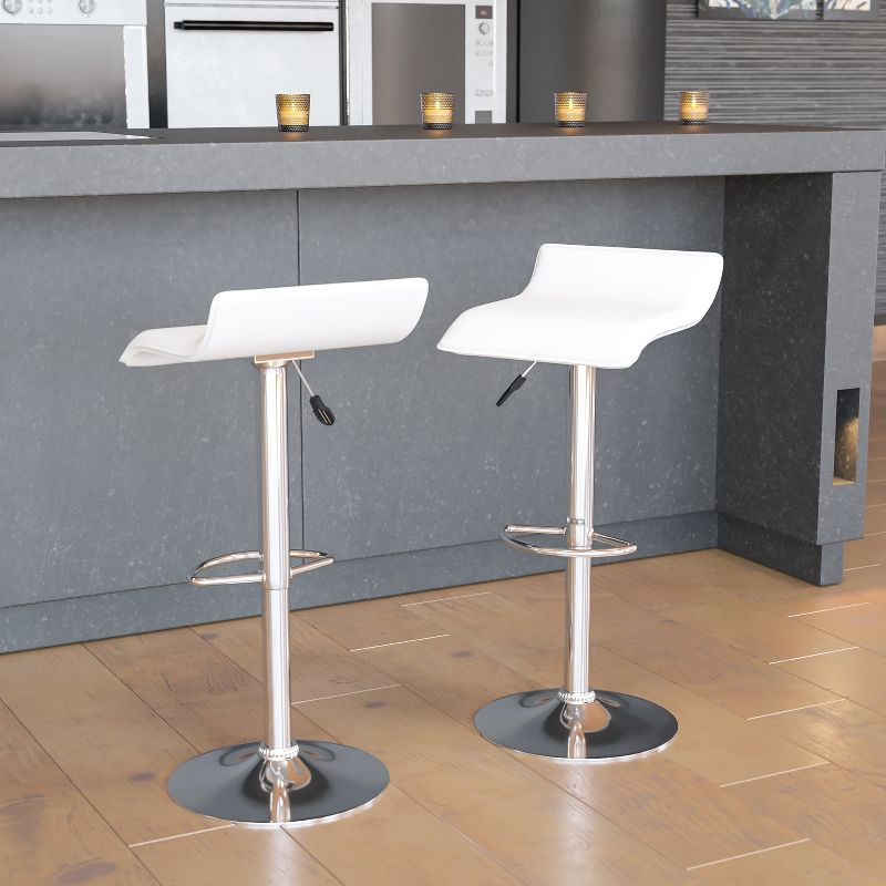 Set of 2 Ale Contemporary Adjustable Barstool White - Lumisource: Chrome-Plated, Swivel, Low Back