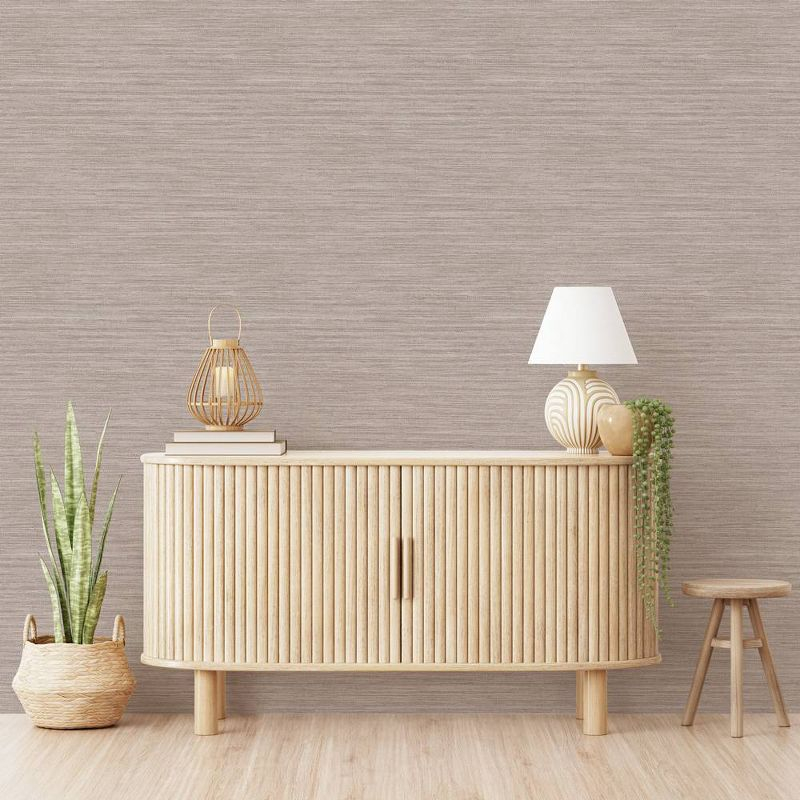 Tempaper & Co. Faux Horizontal Grasscloth Removable Peel and Stick Wallpaper, Textured Pewter, 56 sq. ft.: Vinyl, Prepasted