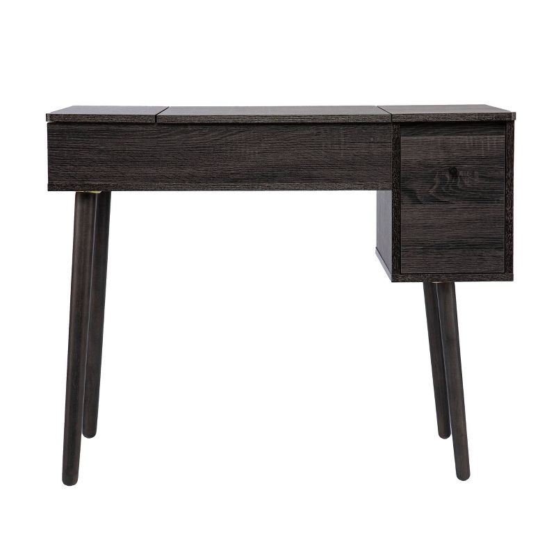 Harzen Storage Vanity with Mirror Black - Holly & Martin: Hidden Compartment, Telescoping Legs