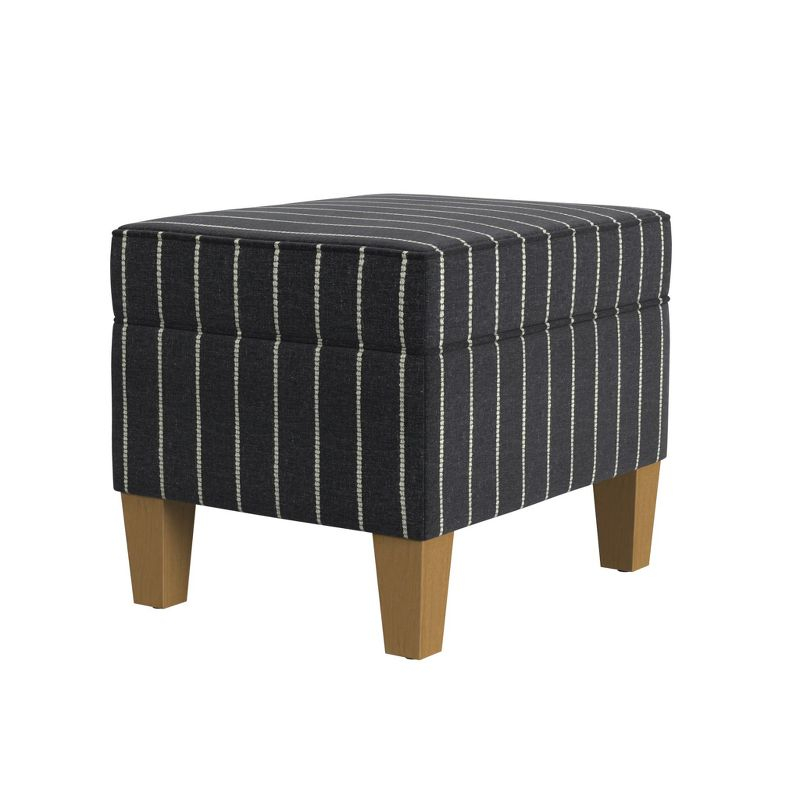 Medium Storage Ottoman Gray/Blue - HomePop: Upholstered Rectangular Footstool with Damask Pattern, Plywood & Hardwood Frame