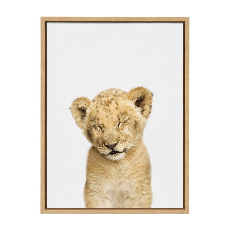 18" x 24" Sylvie Sleepy Lion Canvas by Amy Peterson Natural: Whimsical Wall Decor - Kate & Laurel All Things Decor