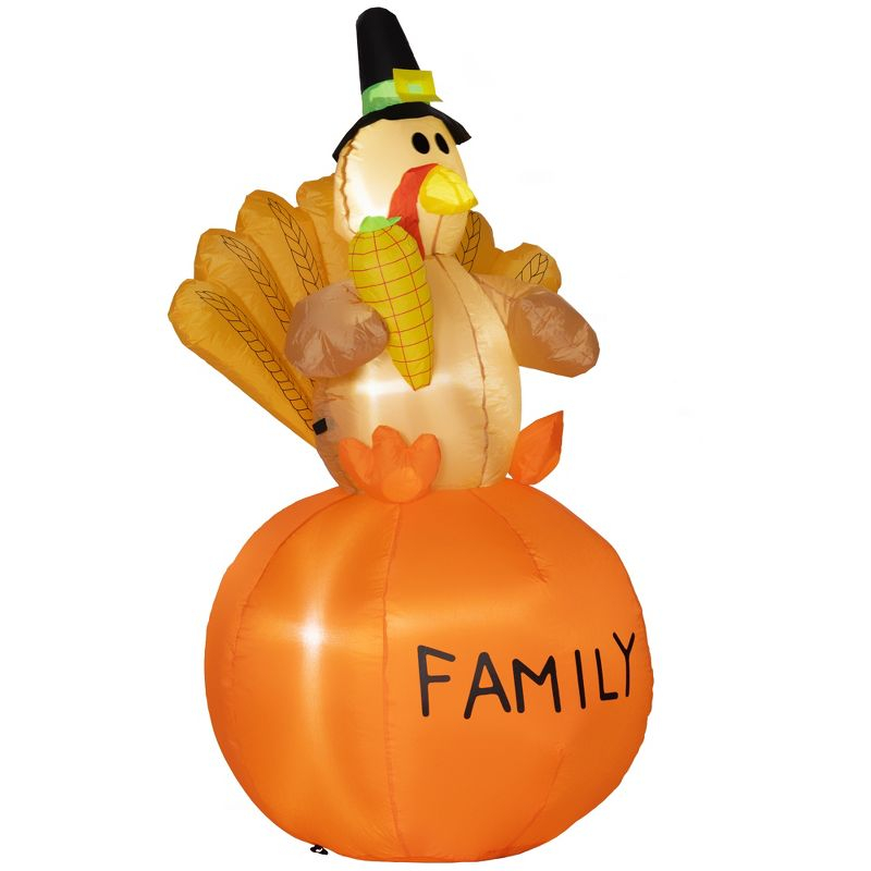 HOMCOM 4.9ft Inflatable Thanksgiving Turkey, Thanksgiving Decoration with LED Lights for Garden Indoor Outdoor