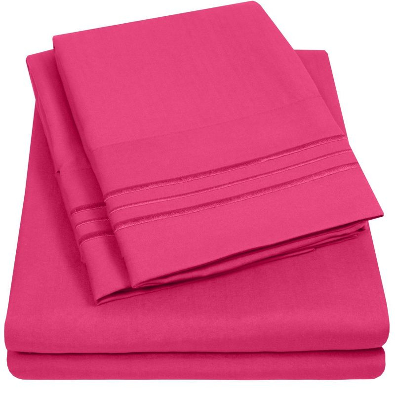 4 Piece Sheet Set, Ultra Soft 1800 Series Collection - King, Fuchsia