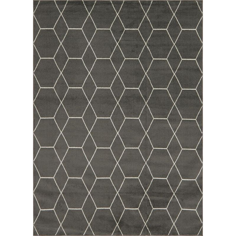 Unique Loom 9' 0 x 12' 0 Trellis Frieze Geometric Dark Gray Area Rug