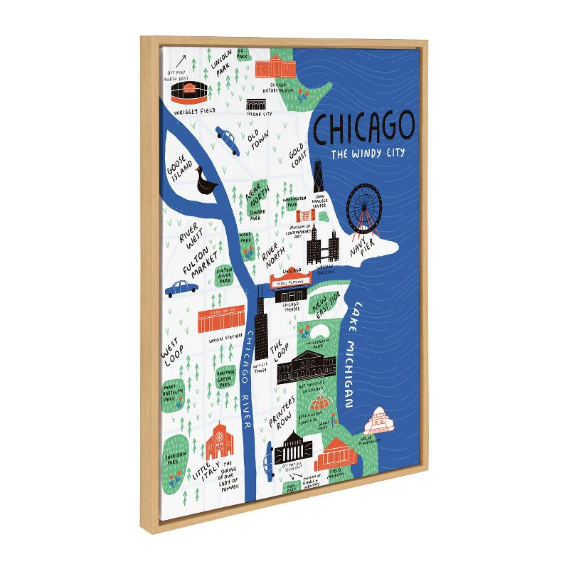 Kate and Laurel Sylvie Chicago Illustration Framed Canvas by Stacie Bloomfield, 23x33, Natural