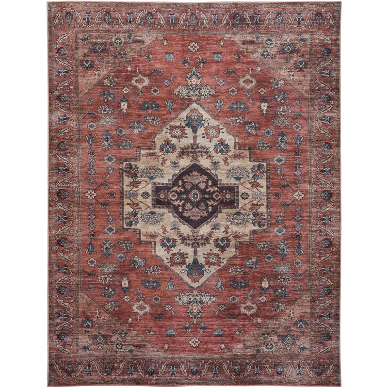Nourison Washable Brilliance 5'3" x 7'3" Rust Multi Vintage Indoor Rug