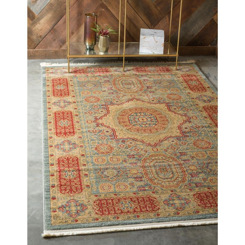 Unique Loom Palace Collection Area Rug - Amber (6' 1" x 9' Rectangle Light Blue/Light Brown)