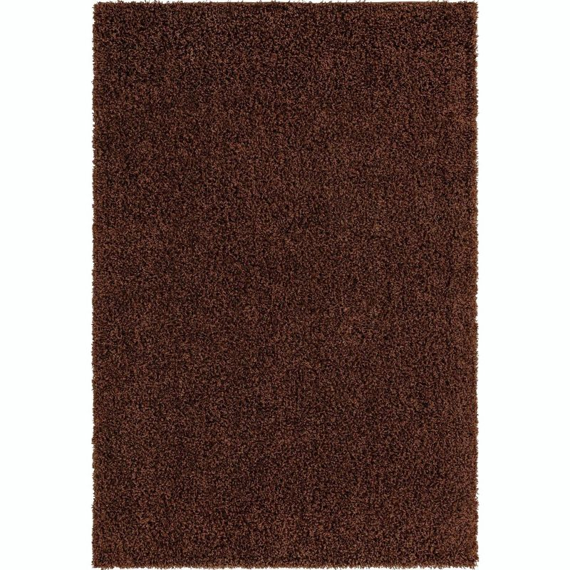 Unique Loom 4' 0 x 6' 0 Solid Shag Chocolate Brown Area Rug
