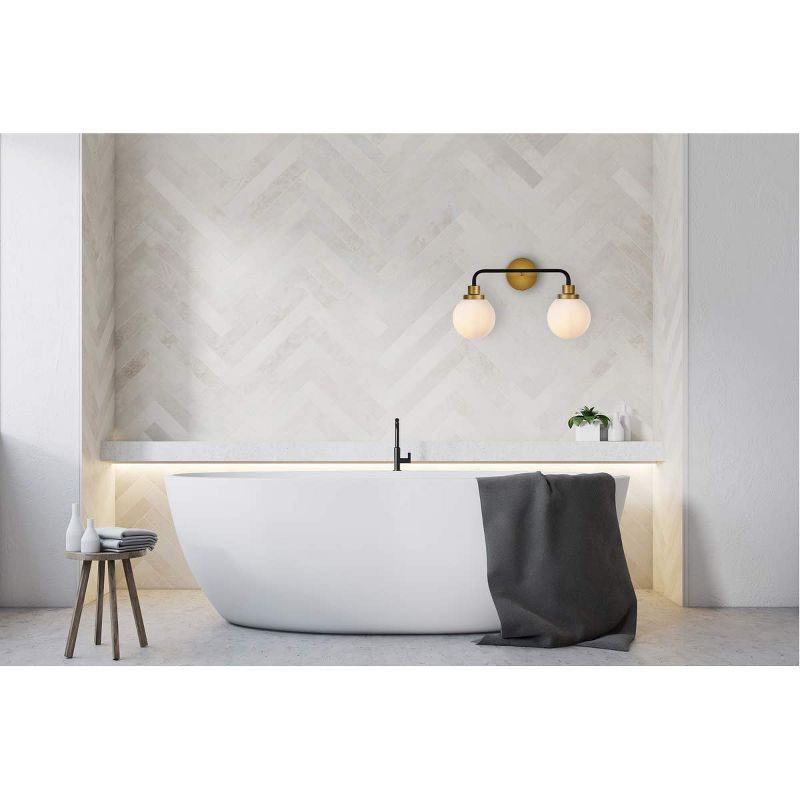 Elegant Lighting Hanson 2 lights bath sconce in black with brass with frosted shade