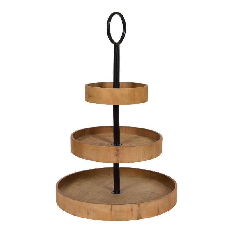 Kate and Laurel Woodmont Tray, 3 Tier, Rustic Brown