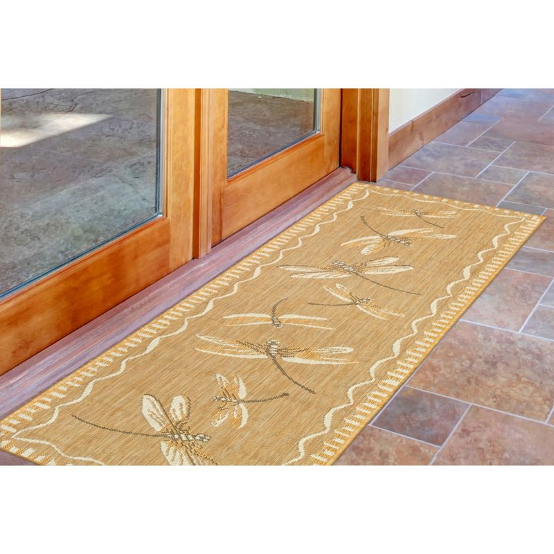 Liora Manne Carmel Dragonfly Indoor/Outdoor Rug Sand 1'11" x 7'6"