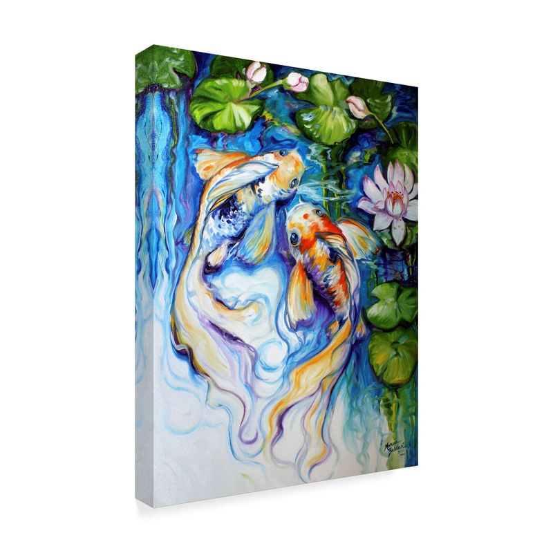 Trademark Fine Art -Marcia Baldwin 'Koi Koi And Lily' Canvas Art - 32''x24''