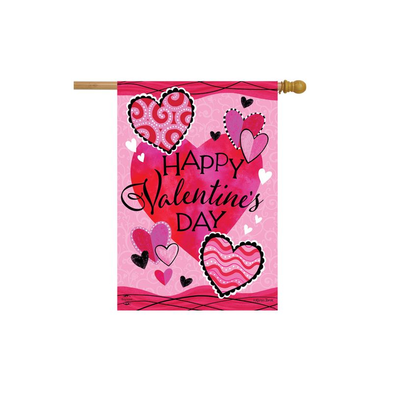 Patterned Valentine's Hearts Double Sided House Flag 40" x 28" Briarwood Lane