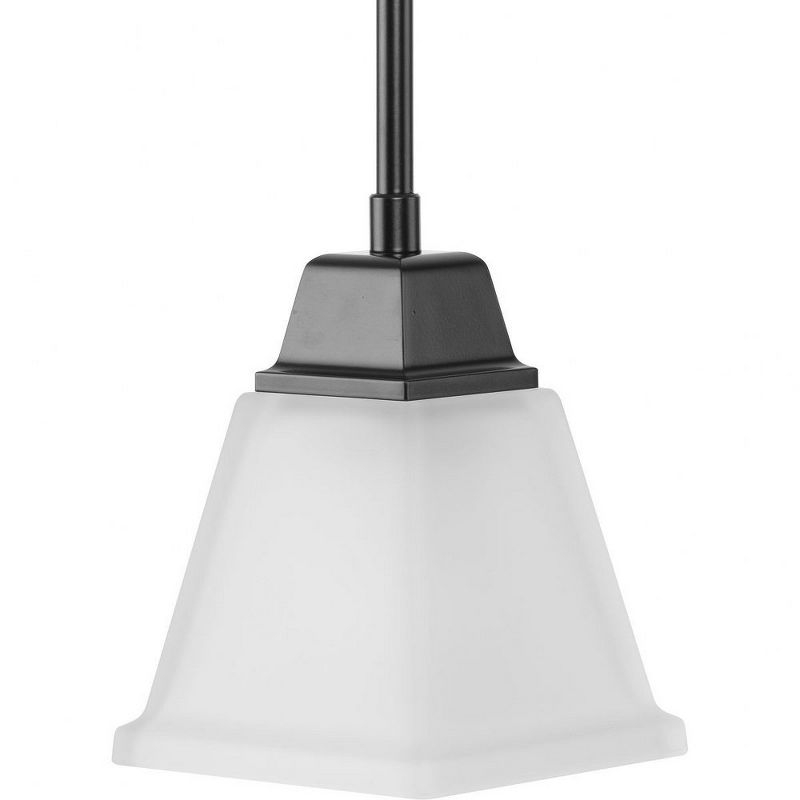 Progress Lighting, Clifton Heights, 1-Light Mini-Pendant, Matte Black, Etched Square Glass Shade