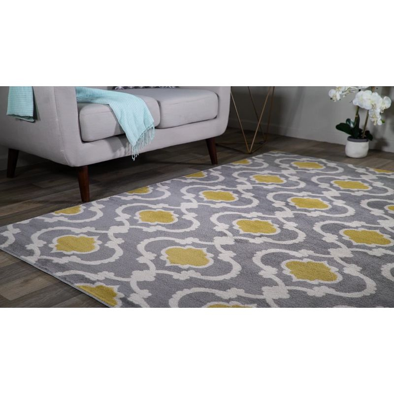 World Rug Gallery Moroccan Trellis Contemporary Indoor Area Rug - Yellow gray 6'6" x 9'