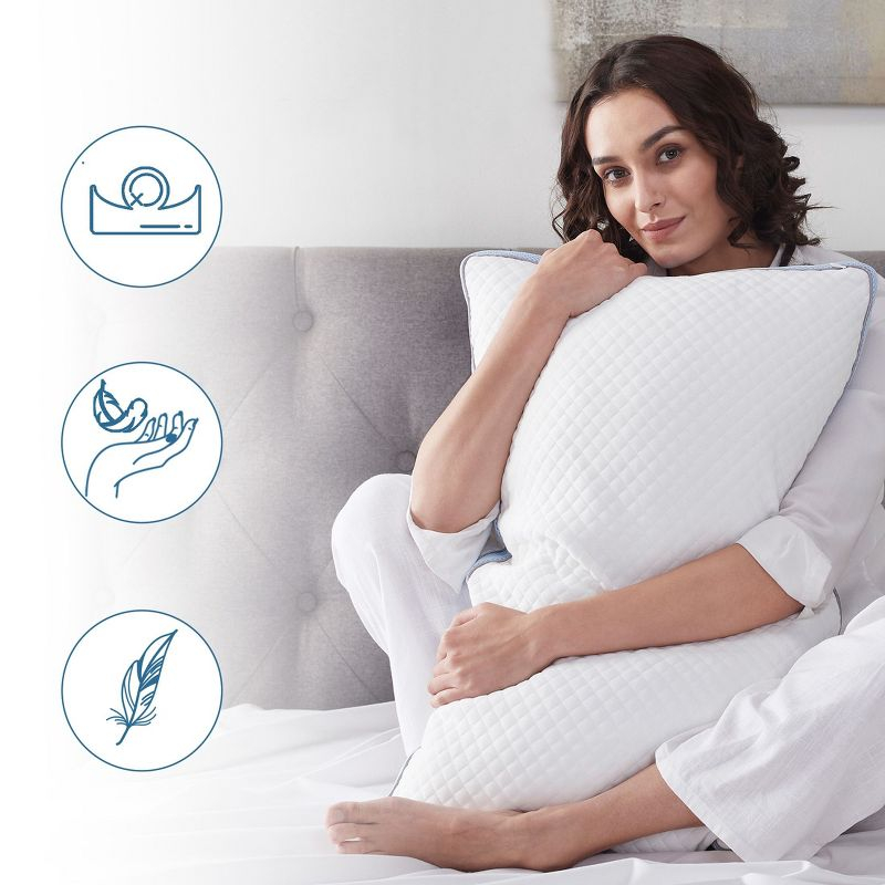 Luxury Queen Size Pillow - Adjustable Loft Memory Foam - Soft Down Alternative - Cooling Hotel Pillows for Back, Stomach or Side Sleepers