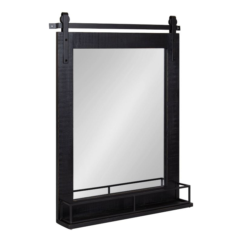 24" x 31" Cates Framed Wall Mirror with Shelf Black - Kate & Laurel All Things Decor: Modern Rectangular, No Assembly Required