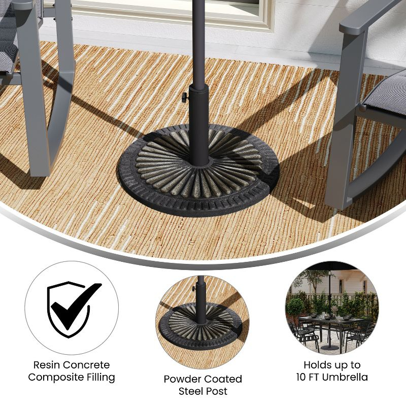 Flash Furniture Kona Universal Bronze Cement Patio Umbrella Base with Sunburst Patterned Weatherproof Plastic Polymer Coating - 19.25" Diameter