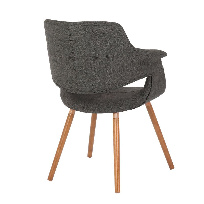 LumiSource Vintage Flair Mid-Century Modern Chair Walnut/Charcoal Gray: Polyester Upholstery, Wood Legs, Spot Clean