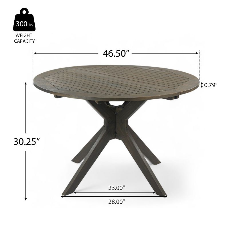 Christopher Knight Home Llano Outdoor Acacia Wood 5 Piece Dining Set with Water Resistant Cushion, Dark Gray/Gray