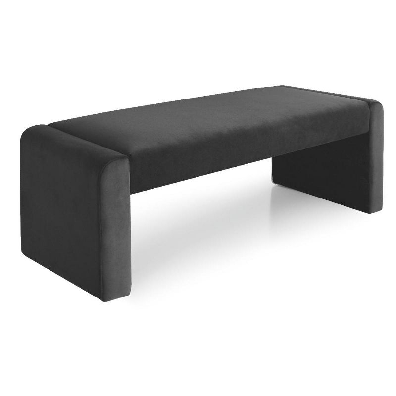 Kaia 47" Charcoal Upholstered Bench-Maison Boucle