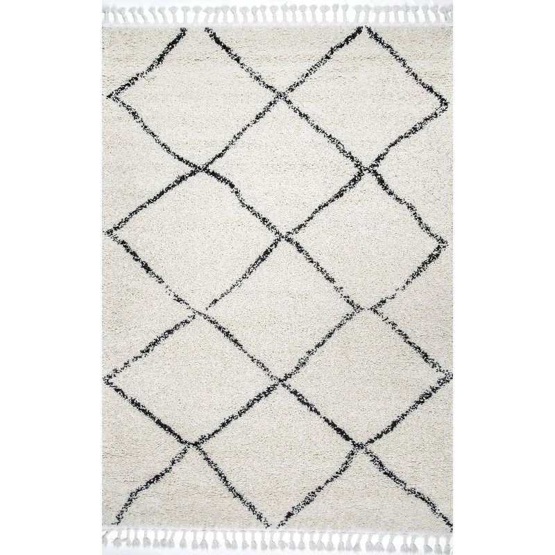 Nuloom Jessie Trellis 5x8 Indoor Area Rug for Living Room Bedroom Dining Room, Off White/Charcoal