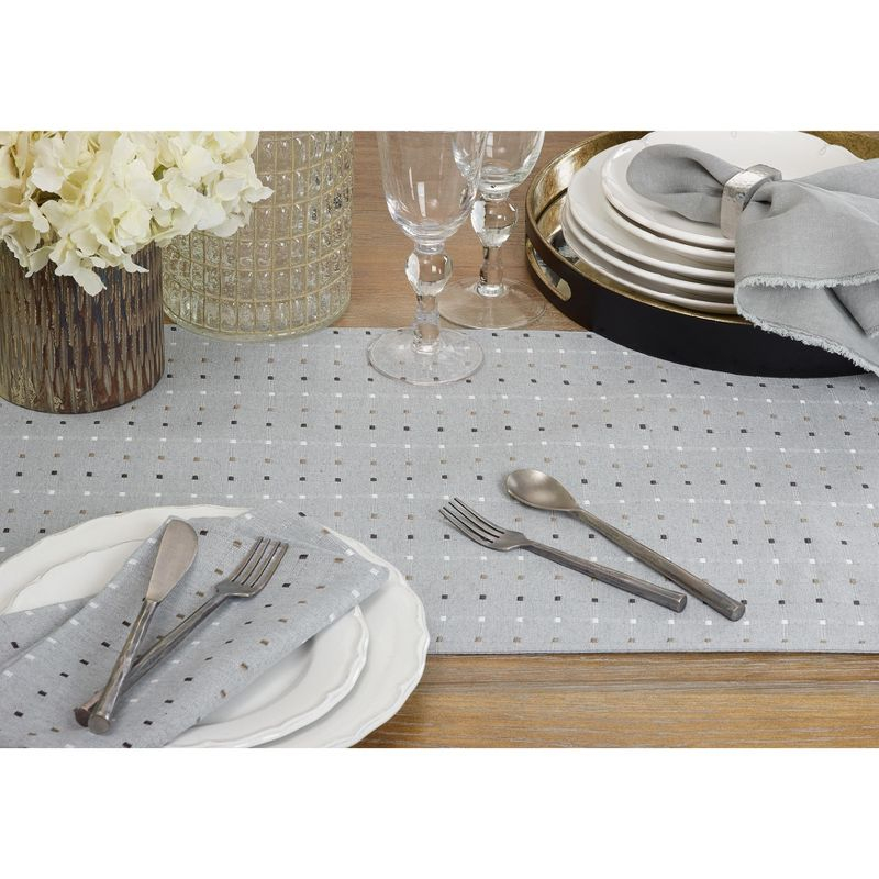 Saro Lifestyle Table Runner With Stitched Line Design, Grey, 16" x 54"