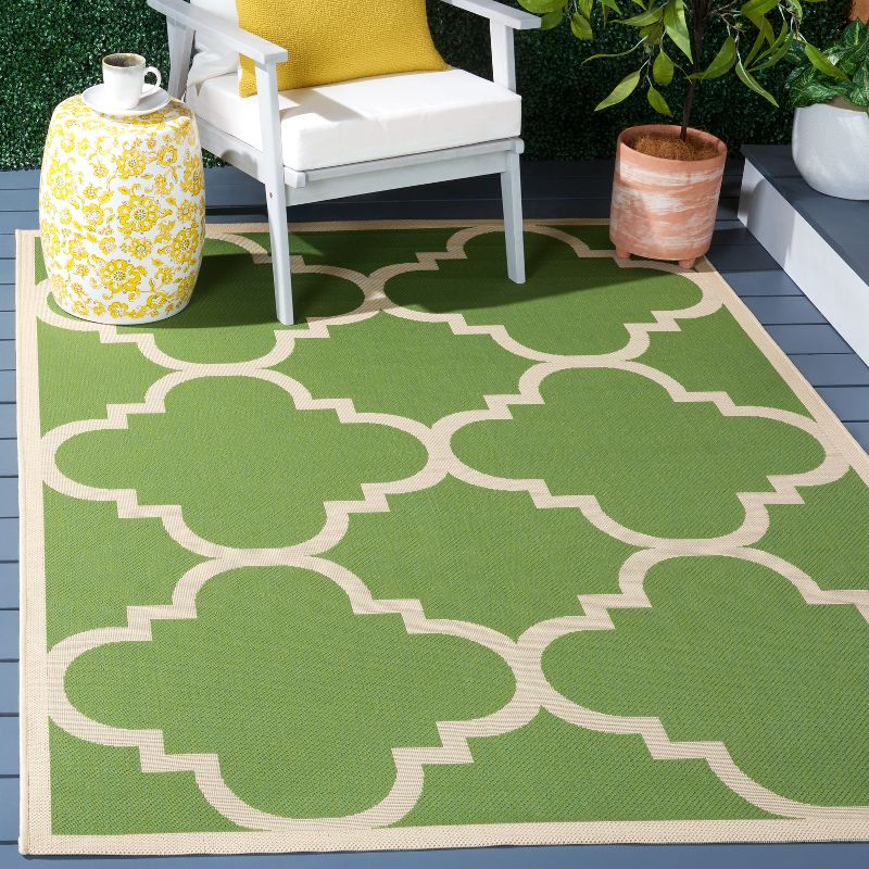 Courtyard CY6243 Power Loomed Indoor and Outdoor Area Rug - Green/Beige - 5'3"x7'7" - Safavieh