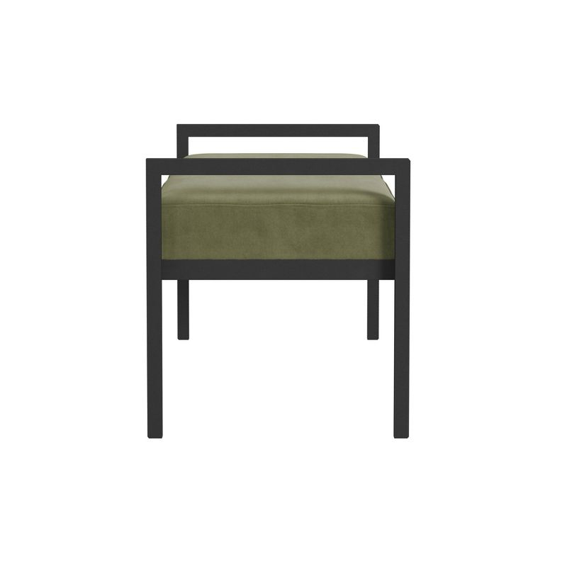 Modern Metal Bench Light Sage Green- HomePop: Velvet Upholstered, Entryway & End of Bed Seating