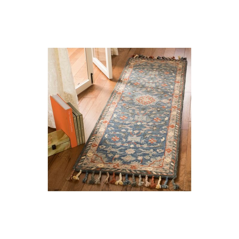 Aspen APN123 Hand Tufted Runner Rug - Blue/Rust - 2'3"x7' - Safavieh.