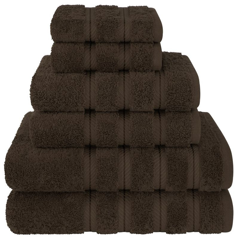 American Soft Linen Bekos 6 Piece Towel Set, 100% Cotton Bath Towel Set for Bathroom, Brown